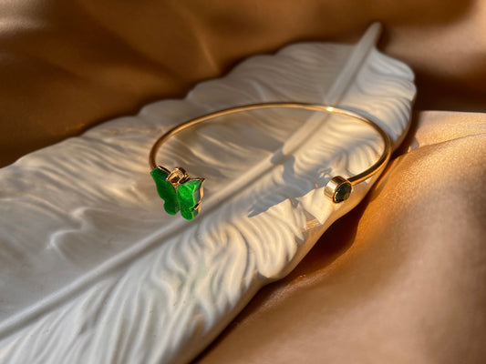 Adjustable Green Butterfly Bangle