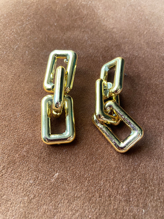 Golden Chunky Drop Chain Earrings